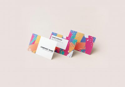 Colorful business cards mockup design